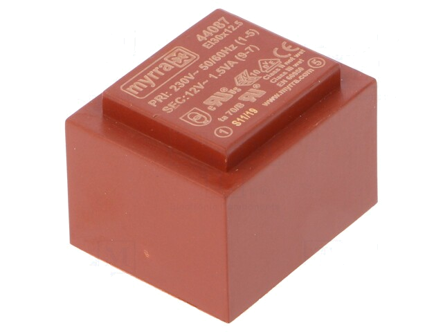 Transformator: ingegoten; 1,5VA; 230VAC; 12V; 125mA; PCB Transformator: ingegoten; 1,5VA; 230VAC; 12V; 125mA; PCB